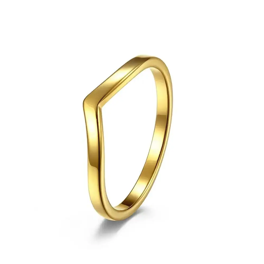 Finger Ring Stainless Steel Ring Stainless Steel Peach Heart V-Shaped Women's Ring Simple And Glossy Fashion Jewelry