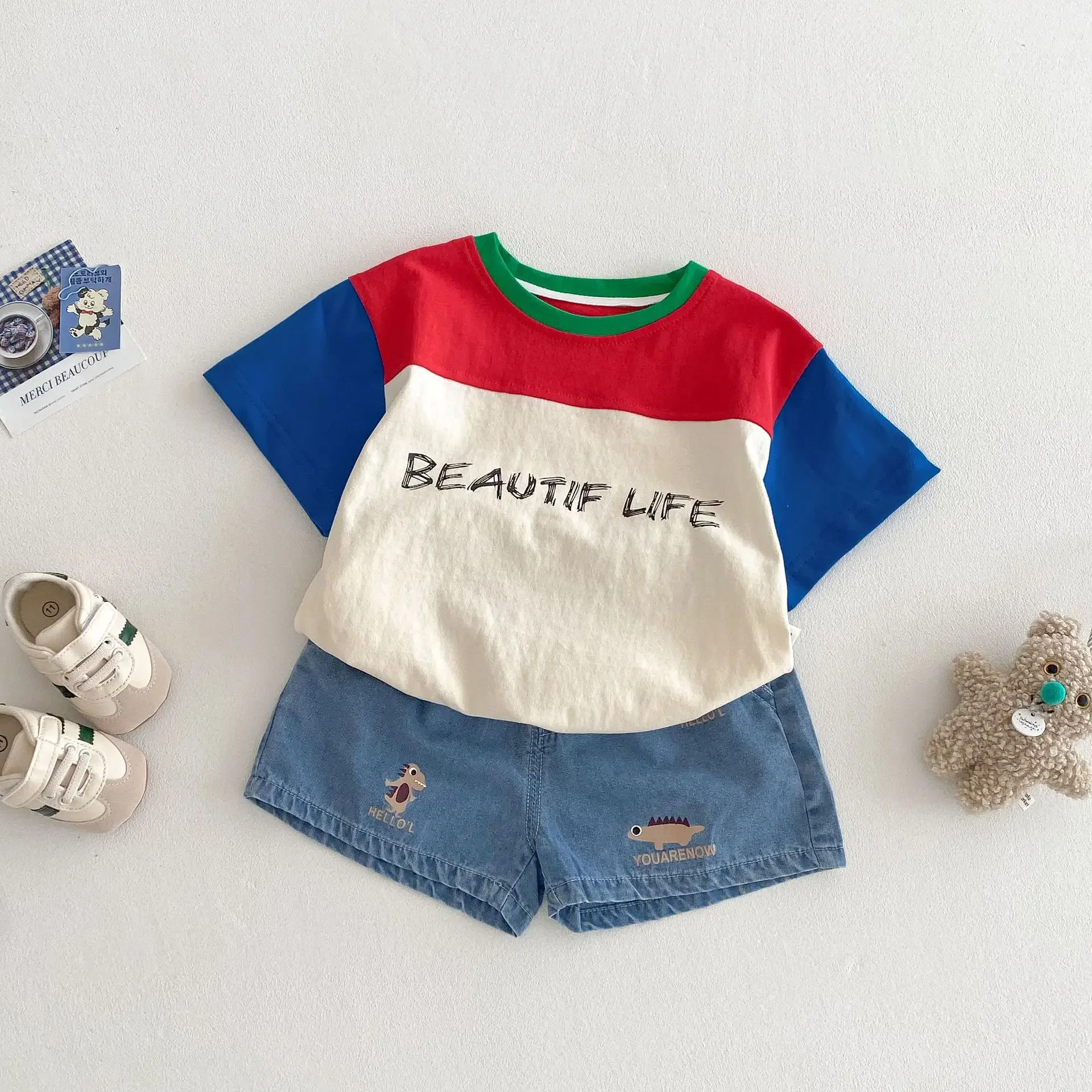 Description Picture 6 of itemT-shirt 2025 new summer boys' fashionable base shirt thin baby Korean version color blocked short sleeved top