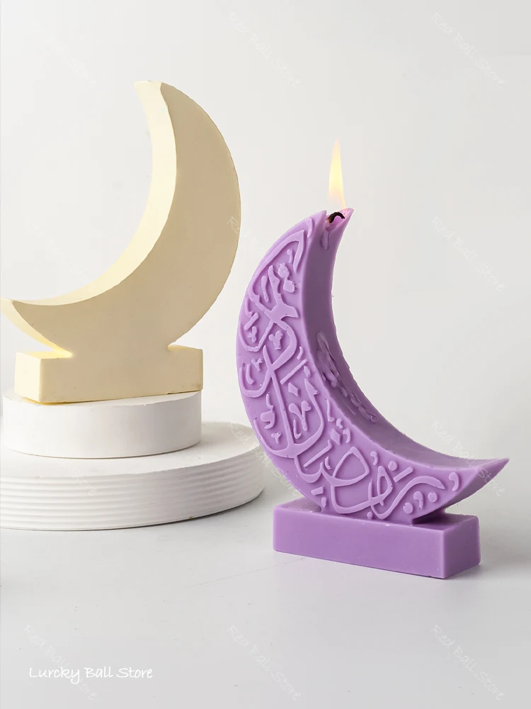 Description Picture 4 of itemCrescent Moon Candle Silicone Mold Eid Mubarak Ramadan Decor Handmade Soap Making Resin Gypsum Concrete Carving Patterns Molds