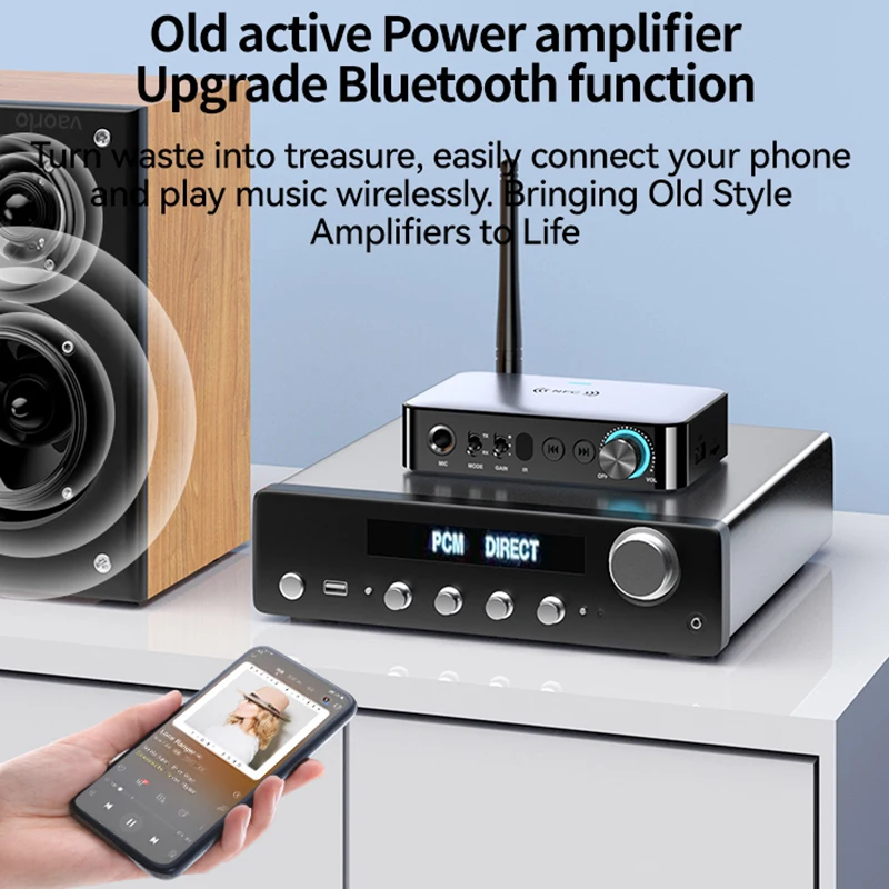 Receptor de Áudio Bluetooth Transmissor Nfc 3.5 mm Aux 2rca U-disk tf 6.5 Mic Coaxial Dsp Decodificação Hifi Adaptador de Música sem Fio M16 - Image 6
