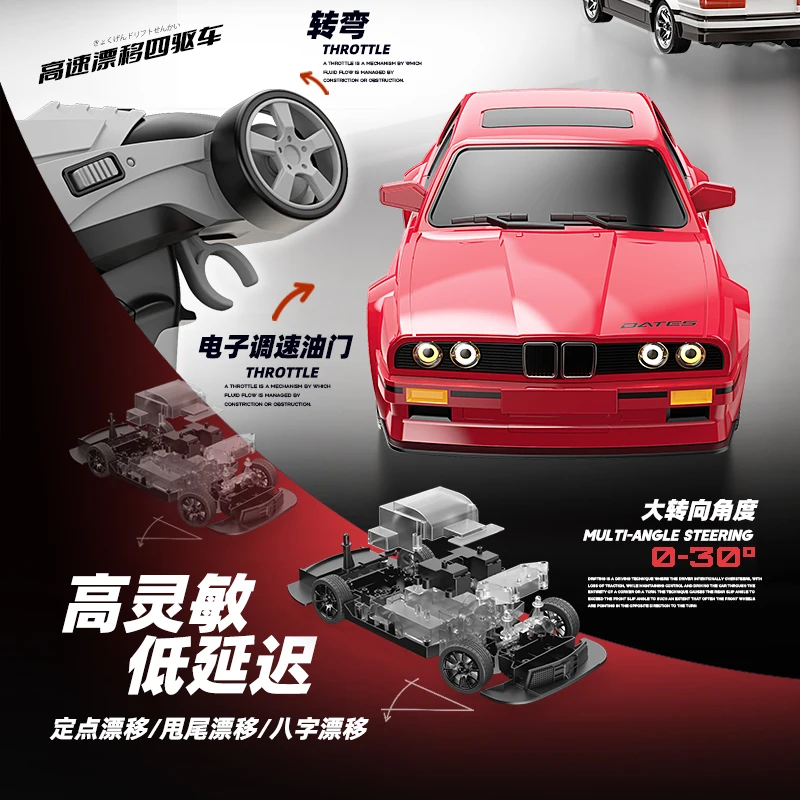 Voiture RC 1:16 4WD E30 Rétro - Blanche ou Rouge