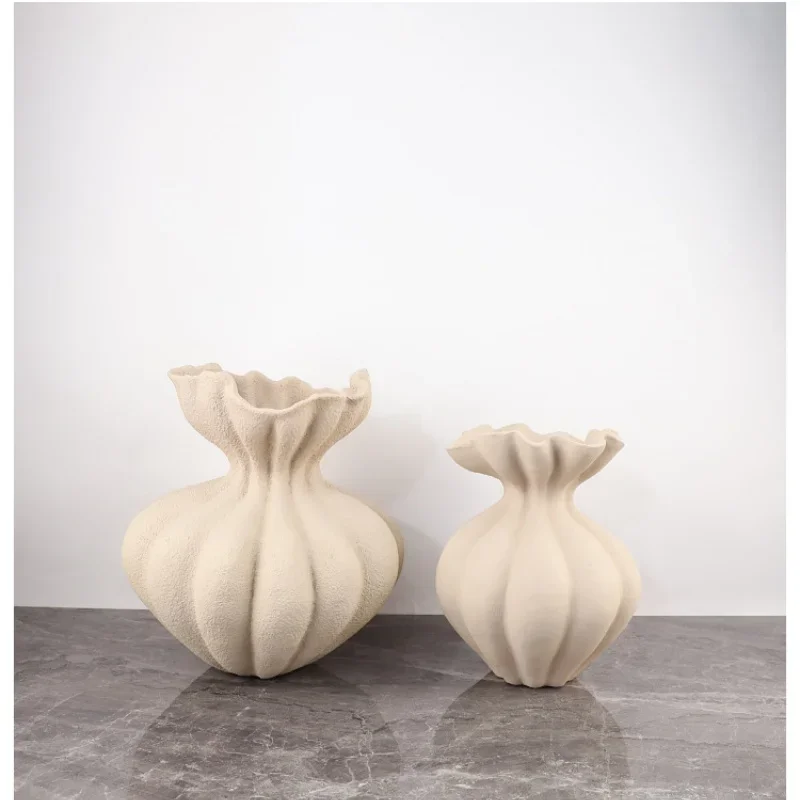 Resin Vase Bud Shape Fringe Fold Flower Vase Resin Crafts Floral Arrangement Accessories Flower Pot Home Decoration 5