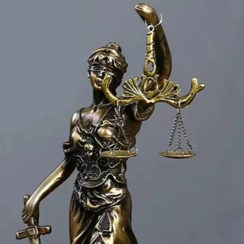ERMAKOVA European Antique Bronze Greek Justice Goddess Statue Fair Angels Resin Sculpture Ornaments Desktop Home Decoration Gift