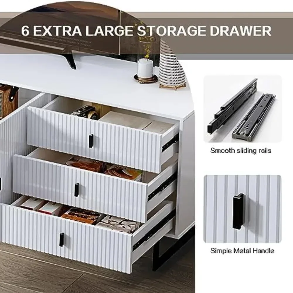 TV Stand for 50+ Inch TV, Modern Living Room Entertainment Center with Storage Cabinets,TV Table, Media Console with Ajustable 4