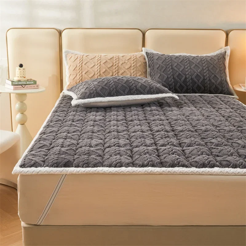 

Winter Milk Coral Fleece Mattress Soft Cushion Household Bedroom Thickened Flannel Bed Cover Tatami Mat Quilt Mattress