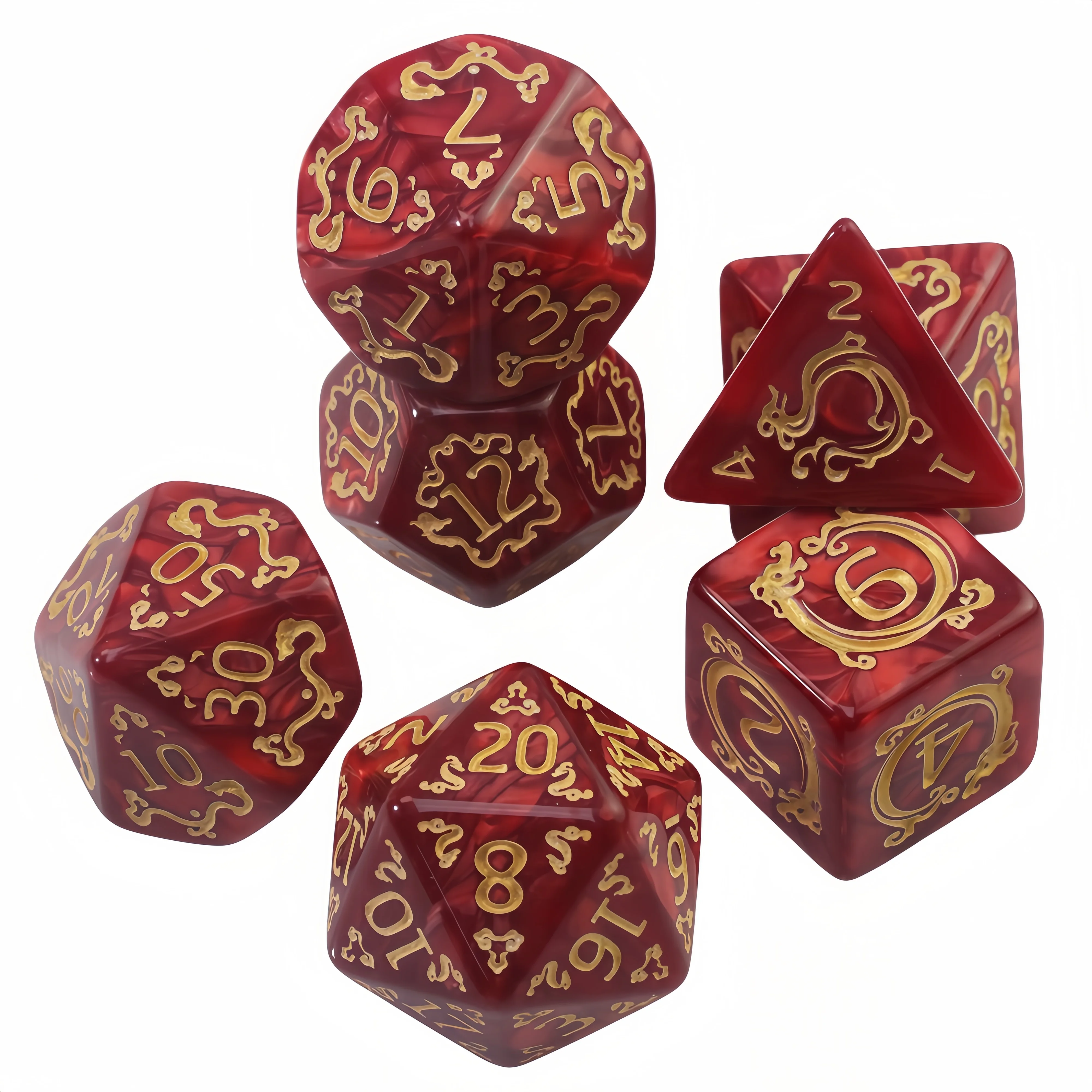 DND Dice Set 7pcs Polyhedral Dice Marble Effect for D&D Role Playing Game Club Party DND RPG Board Game Accessories