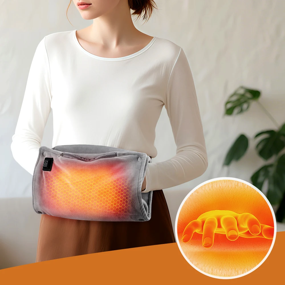 Graphene Heating Hand Warmer with Adjustable Temperature Soft Winter Heated Warm Bag for Office and Home Warming Handbags