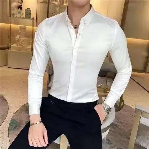 Camisas y blusas para hombre musculosas formales lisas para hombre ropa blanca para negocios regular genial original nueva en estilo coreano s xxl