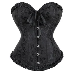 Women's Vintage Gothic Victorian Lace-Up Corset Top - Slimming Waist Shapewear - 2XL (Black)