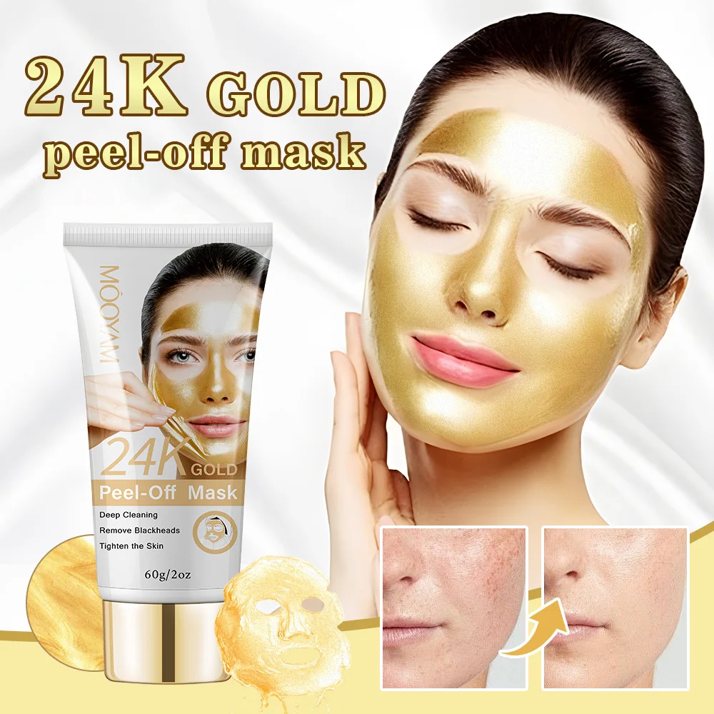 

24K gold peel-off mask 60g T zone care shrink pores remove blackheads acne smear mask blackhead nose mask