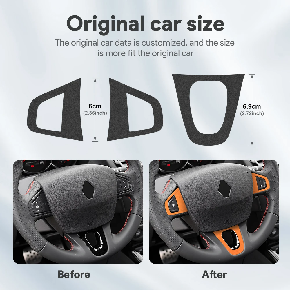 르노 플루언스 메간 3 RS 세닉 2009 2010 2011 2012 2013 2014 2015 상단 스웨이드 트림 LHD RHD 스티커 자동차 스티어링 휠