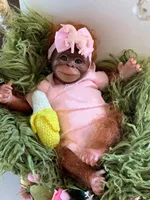 Pink 46 cm Silicone Monkey Reborn Dolls Handmade Cute Reborn Baby Dolls With Soft Touch Realistic Toddler Doll For Kids Birthday