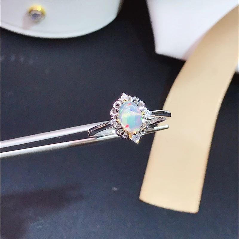 

Женское кольцо с натуральным опалом, позолоченное серебро 925 пробы