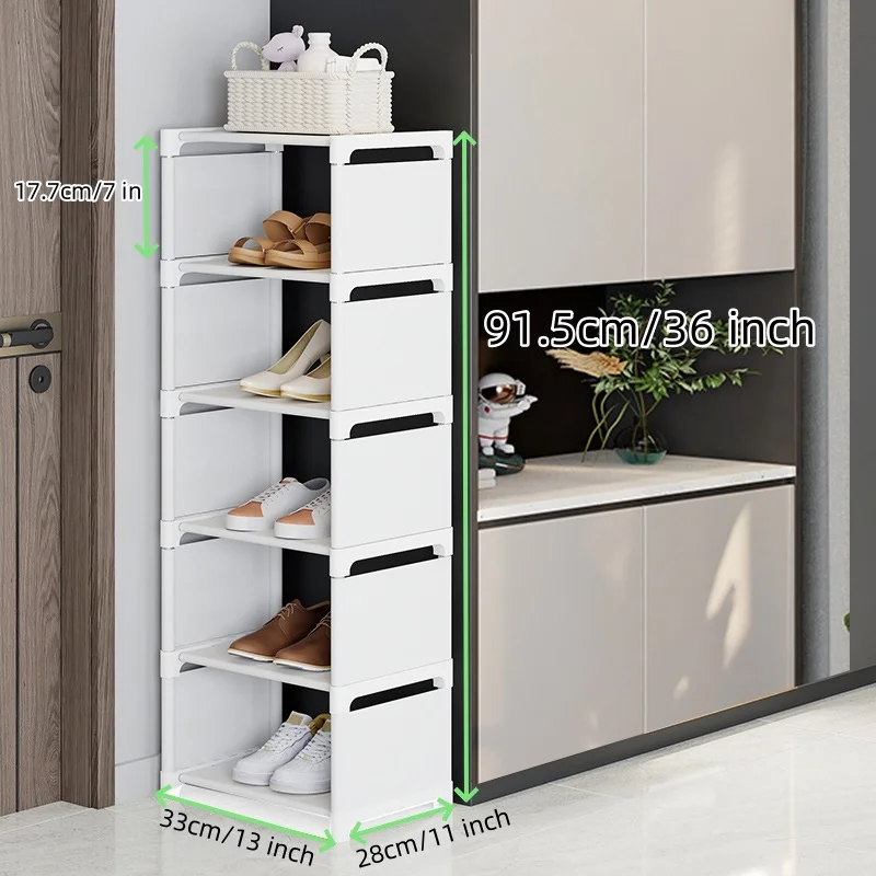 Large-Capacity Multilayer Shoe Rack, Easy Assembly Metal Frame & Fabric Interlayer Storage Shelf for Entryway Hallway, Organizer 6