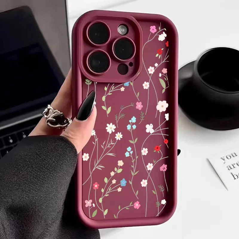 Elegant Leaves Flower Silicone Phone Case