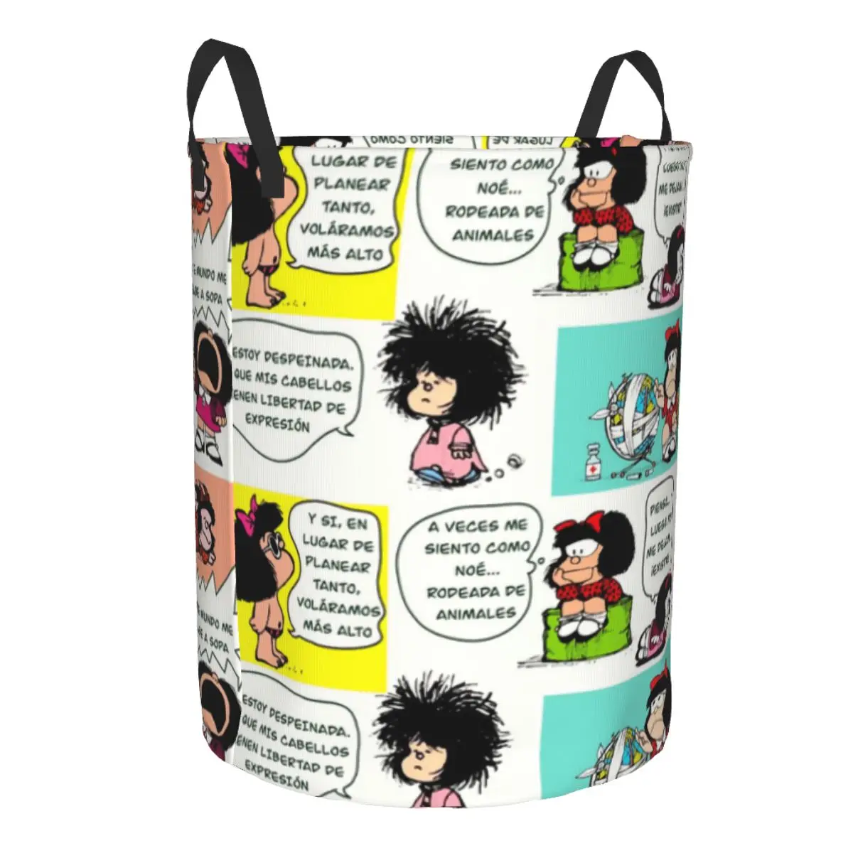 Manga Quino Mafalda Laundry Basket Collapsible Kawaii Cartoon Clothes Hamper for Baby Kids Toys Storage Bag