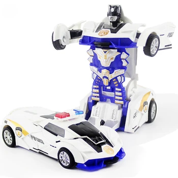 One-key Automatic Transform Robot Car Model Toy for Boys Children Plastic Funny Action Figures Deformation Vehicles Car Kid