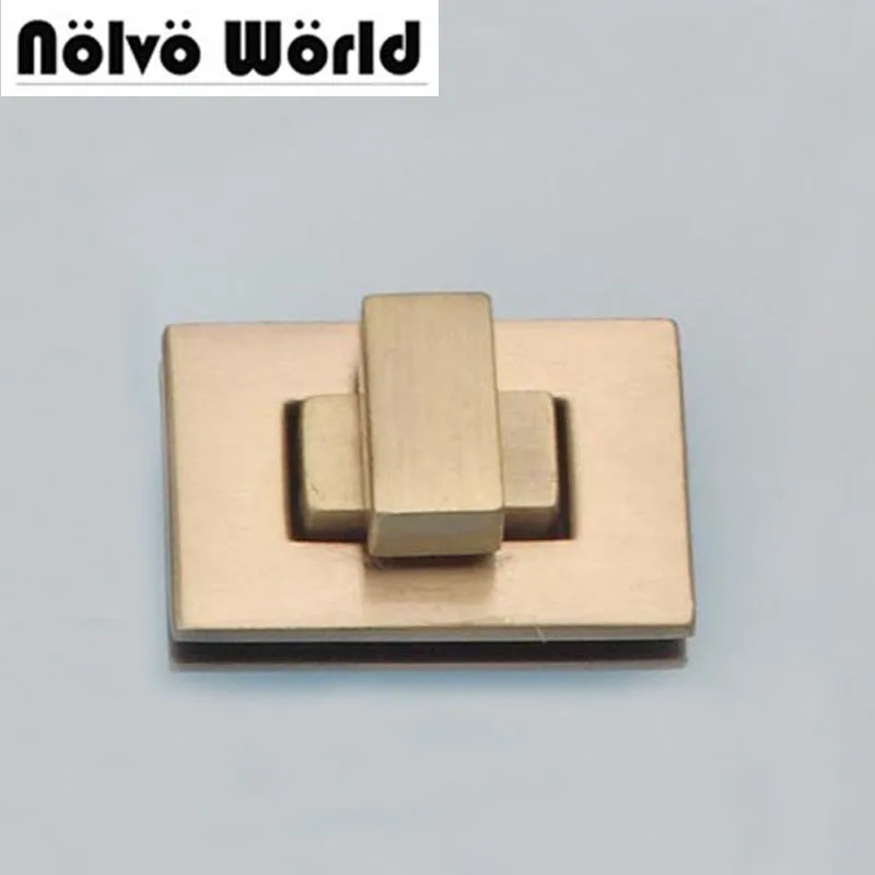 

10pcs 37*25mm brush antique brass turn square locks with screws fixed,alloy accessories for handbag lock