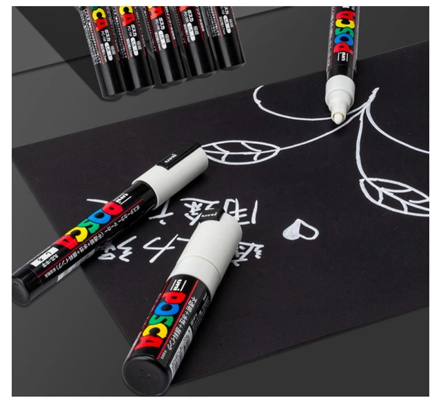 Uni POSCA, Rotulador, tinta con base de agua, 1,3 mm, Punta fina, Blanco -  Rotuladores para pizarra blanca Kalamazoo