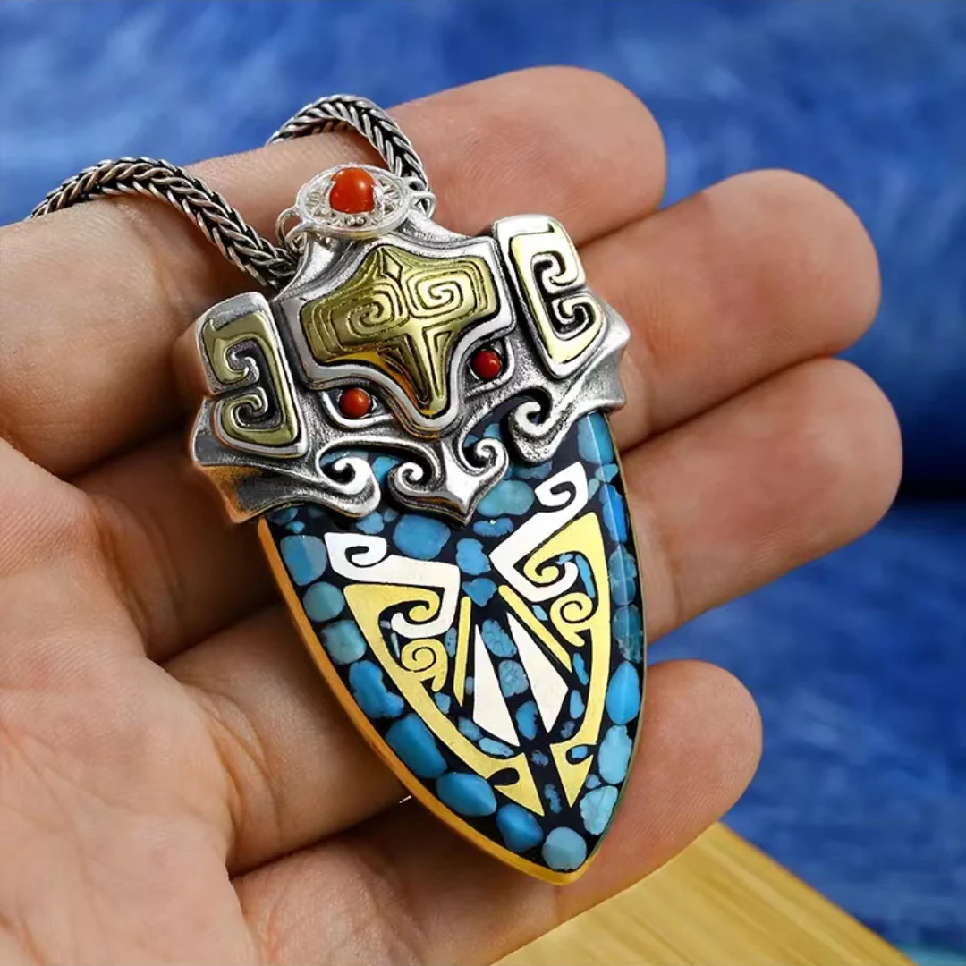 

Personality Original Design Domineering Trend Xingtian Gluttonous Shield Necklace Pendant for Men and Women