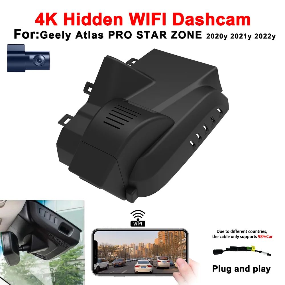 4K HD Plug and Play Wifi Car DVR Dash Cam For Geely Atlas PRO STAR ZONE -y Front And Rear Cam USB APP Control car dash cam
