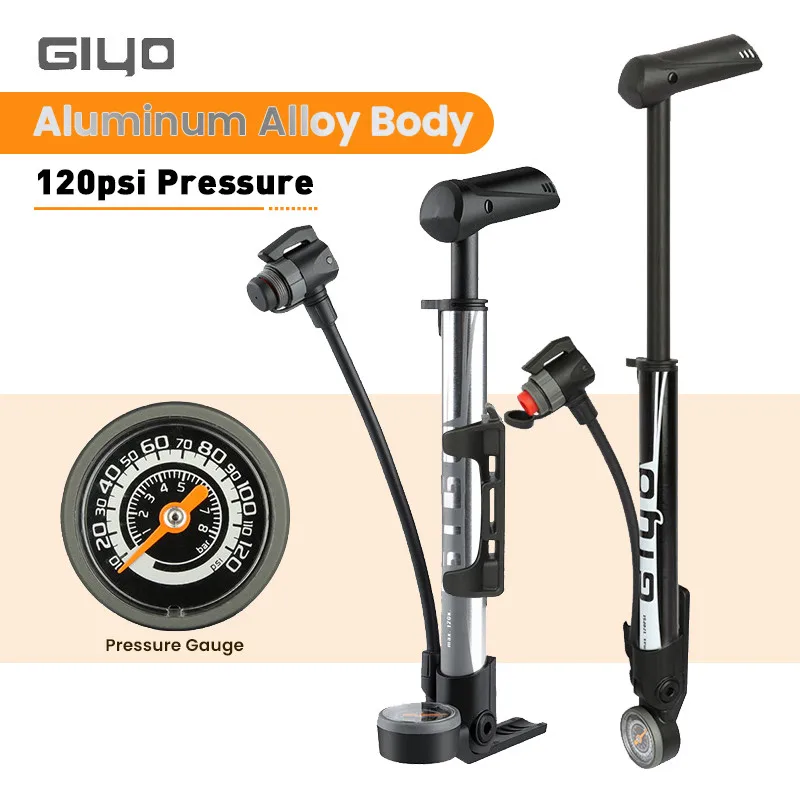 Giyo Portable Bicycle Pump Mini Presta Schrader With Pressure