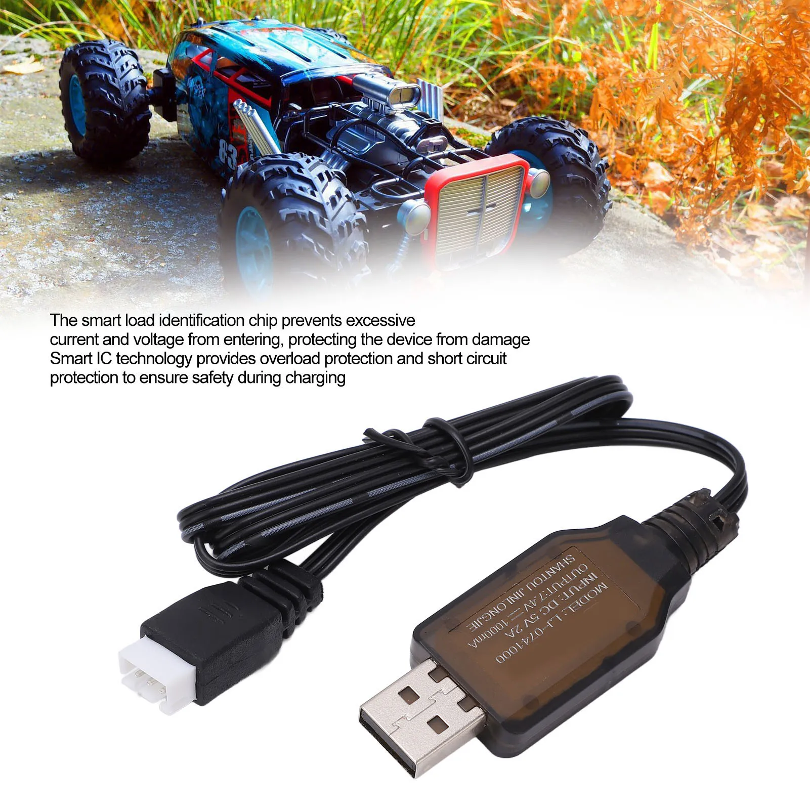 Chargeur USB 7.4V 1000mA pour batterie Lipo RC 1/16