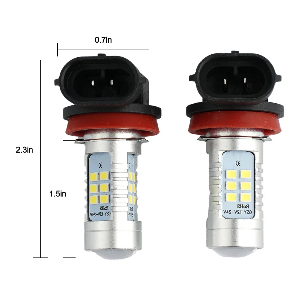 차량용 안개등 전구, 실용적인 트럭, 고출력 LED, 흰색 액세서리, 2000LM, 200W, 21 LED 칩, 2835 COB 2X, 6000K
