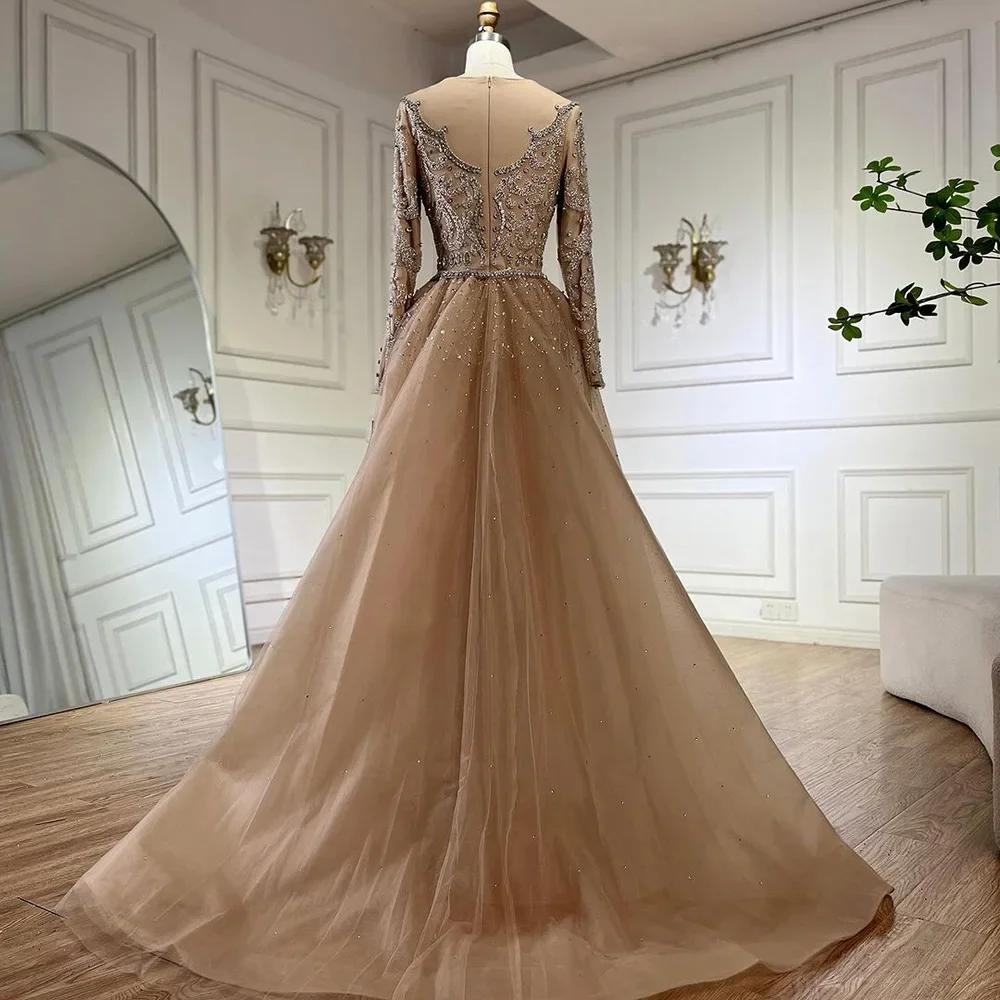 Nude Luxury Muslim Mermaid Evening Dresses Gowns 2025 Beaded Overskirt  Elegant For Women Party Serene Hill LA71597 - AliExpress 320