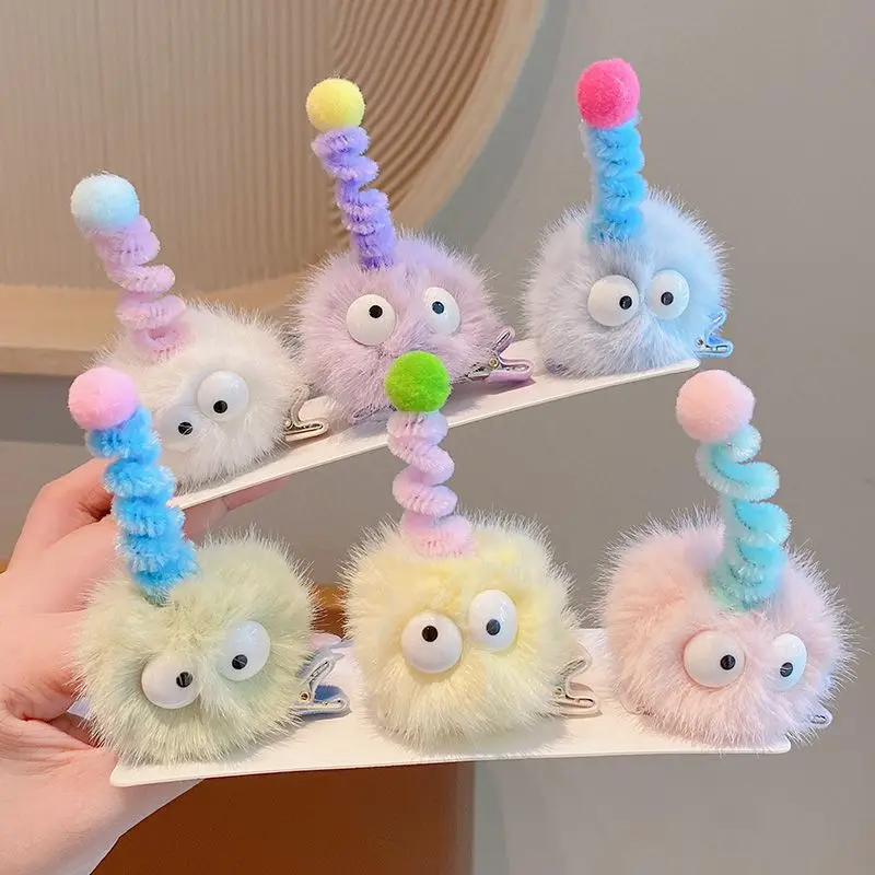 6Pcs Funny Doll Hair Pin Kids Cute Clip Baby Headdress Girl Super Germination Card Girl Hair Ornament Mini Cartoon Hair Clamps