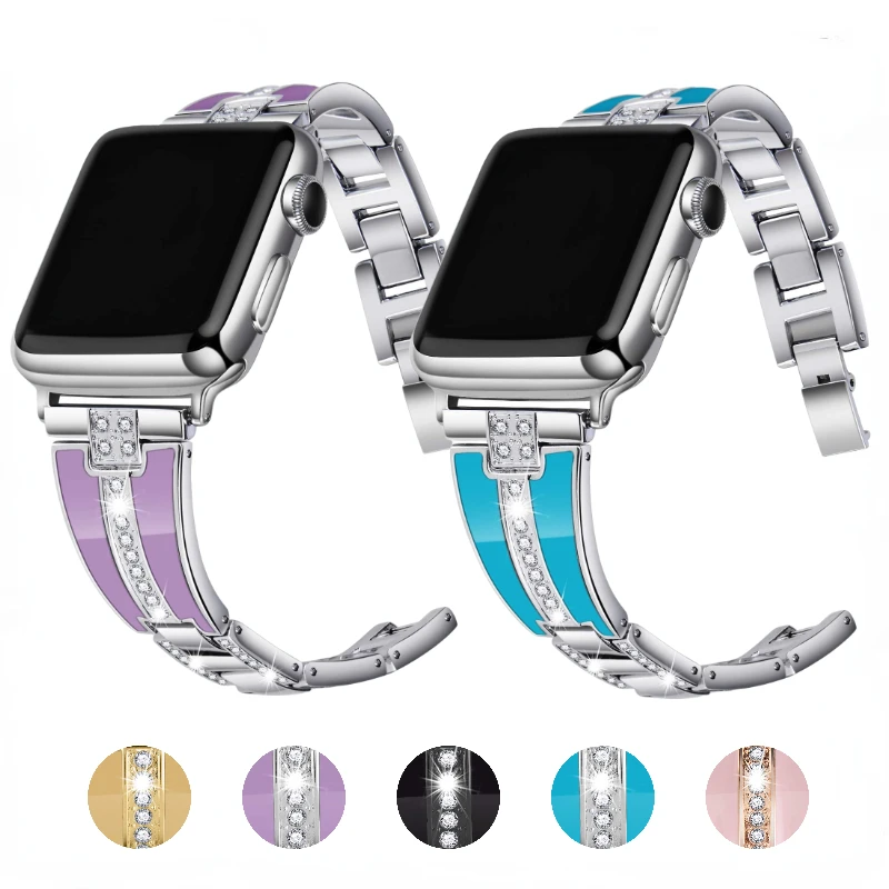

Resin+Metal Strap For Apple watch Ultra 8 7 49mm 45mm 44mm Stainless steel Diamond bracelet Band iWatch 6 5 4 SE 42mm 40mm 41mm