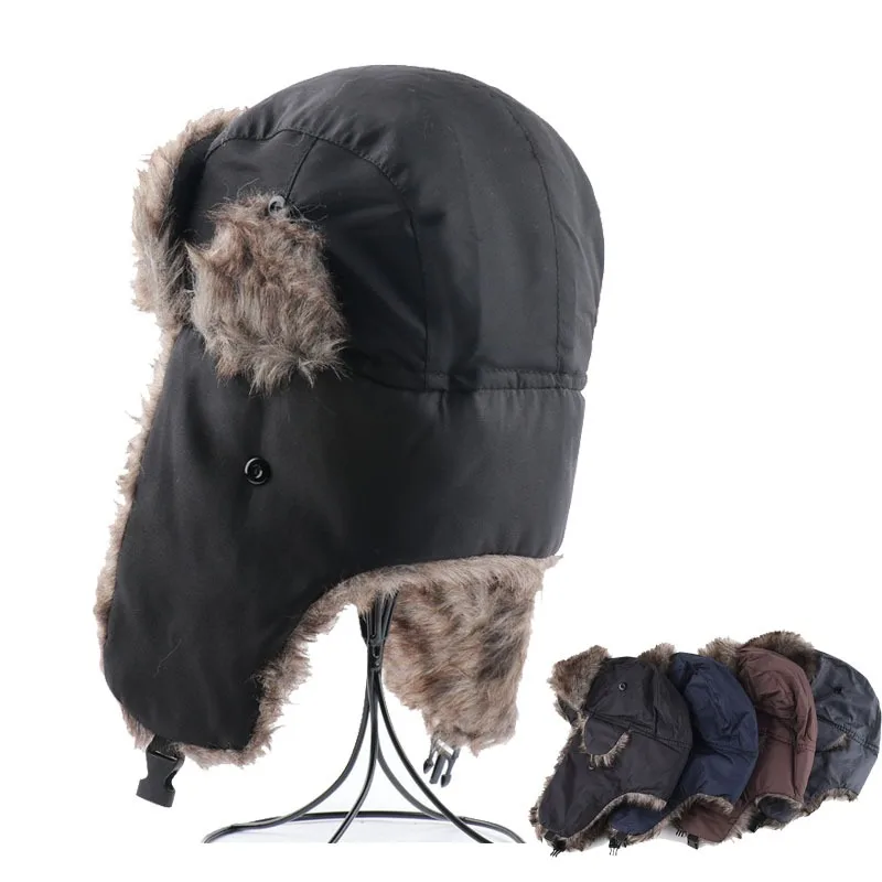 Unisex Warm Winter Earflap Ski Hat Cozy Faux Fur Trapper for Men And Women Cold Weather Outdoor Snow Cap