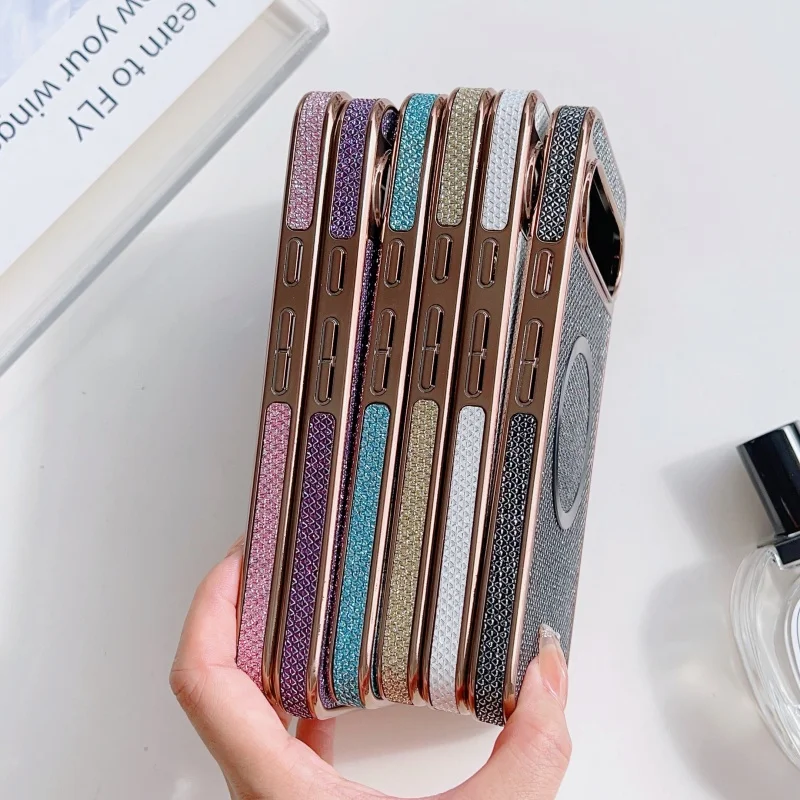 Luxury Colorful Glitter Electroplating Shiny Magnetic Wireless Charging Armor Case