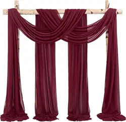 Elegant Dark Green Chiffon Wedding Arch Draping Fabric for Ceremony Reception Backdrop and Party Decor (Burgundy)