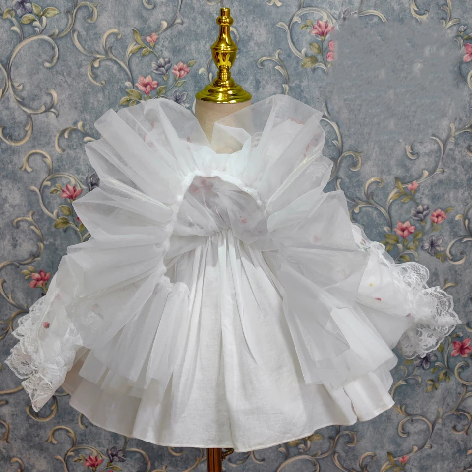 Exclusive creation Baby Summer Spanish Lolita Princess Ball Gown white Lace bowknot sundress Birthday Party Evening dress