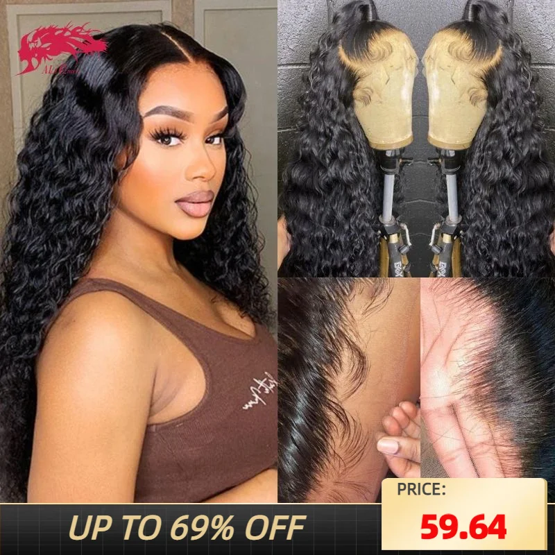 

Ali Queen HD Lace Closure 6X6/7X7 Glueless Wig Water Wave 180 Density Indina Virgin Human Hair 13X4/13X6 Lace Frontal Wig