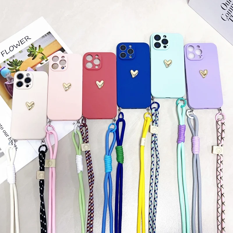 Crossbody Strap Lanyard Shockproof Love Phone Case
