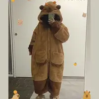 Winter Capybara Cosplay Costume Robes Adult Kigurumi Unicorn Onesie Anime Nightgown Halloween Cartoon Pajamas Sleepwear - Image 2