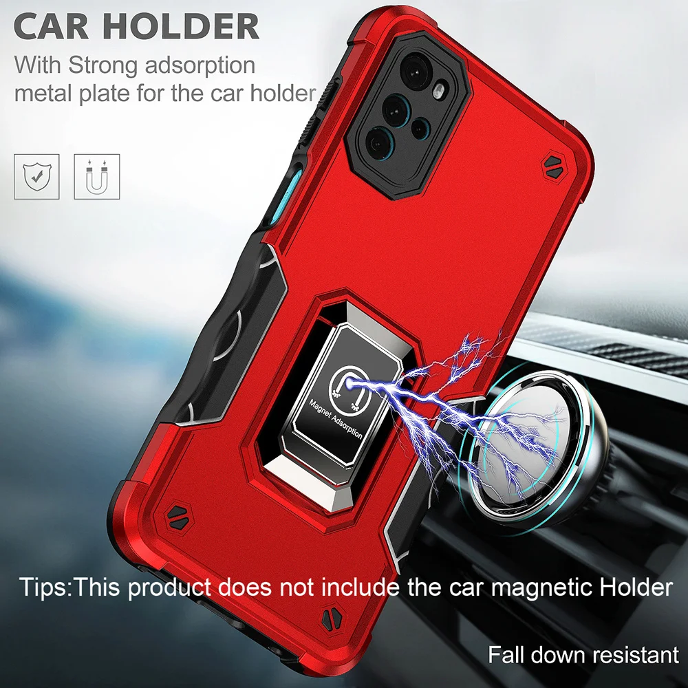 KEYSION Stoßfeste Rüstungshülle für Motorola Moto G22 Silikon + PC-Ringständer Telefonrückseite für Motorola MOTO G22_voghion.com