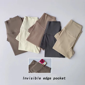 Leggings fitness da donna di fascia alta con sensazione nuda Pantaloni da yoga per allenamento morbido Collant da palestra energetici per la corsa