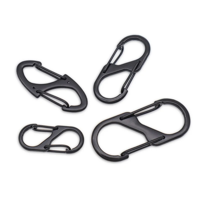 

10Pcs Stainless Steel S Type Carabiner With Lock Keychain Hook Camping Key-Lock