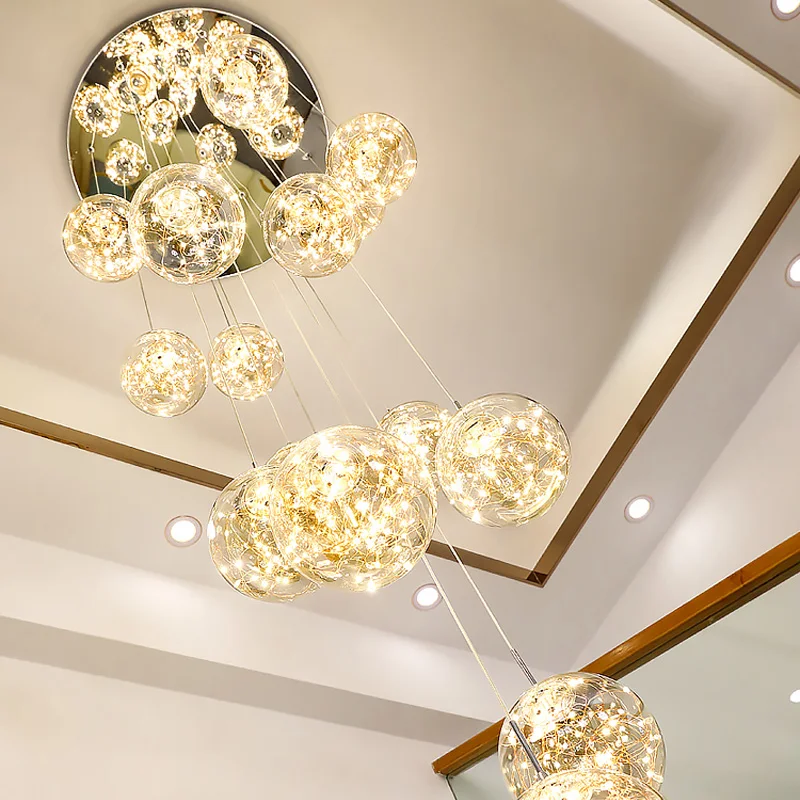 New Modern Spiral Chandelier Indoor Light Living Room Villa Loft Dining Room Kitchen Chandelier Crystal Ball Stair Ceiling Light led chandelier ceiling chandelier