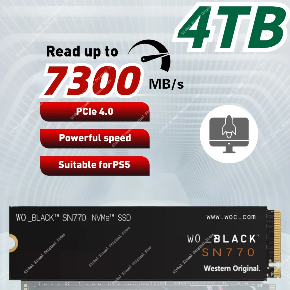 

Western Original WO BLACK SN770 NVMe M2 SSD 2 ТБ 1 ТБ 512 ГБ внутренний игровой твердотельный накопитель Gen4 PCIe M.2 2280 для ноутбуков PS5