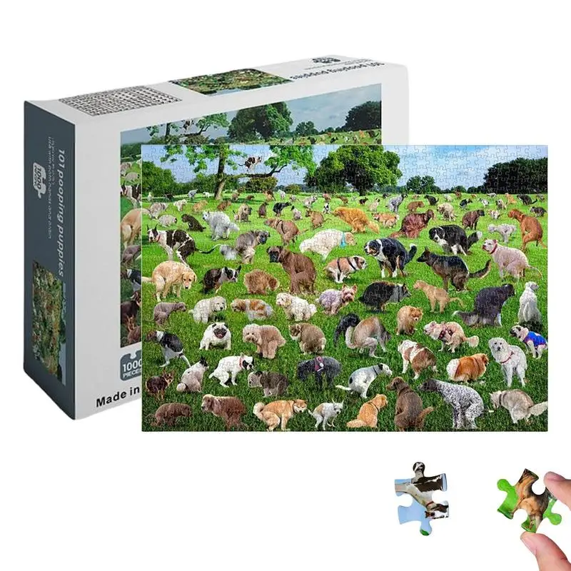 

Puppies Jigsaw Puzzles Poop Dogs Prank Puzzles Eye-Catching Clear Printing Fun Toy for Teens Dog Lovers Puppy Owners and Adults