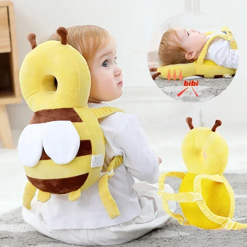 Baby Safety Headgear Head Back Protector Baby Protect Pillow Learn Walk Prevent Injured Safety Pad prevention Fall Cartoon Bee Kids Pillows