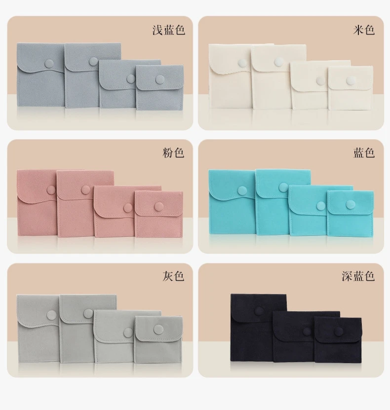 5 Stück Samt-Stoffbeutel, Schmuck, Druckknopf, Geldbörse, Beutel für Ring, Armband, Halskette, Ohrringe, Geschenk, Aufbewahrung, Organisation, Verpackung – Detail 5