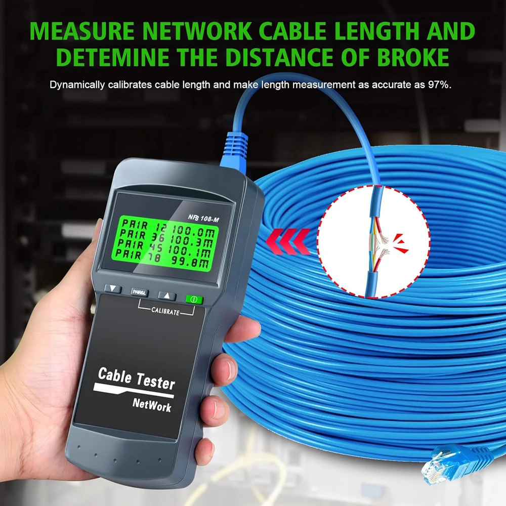 NOYAFA Network Cable Tester Cable Tracker with 8 Remote Measure Length Tester Network Tools for STP/UTP Twin Twisted Cables 3