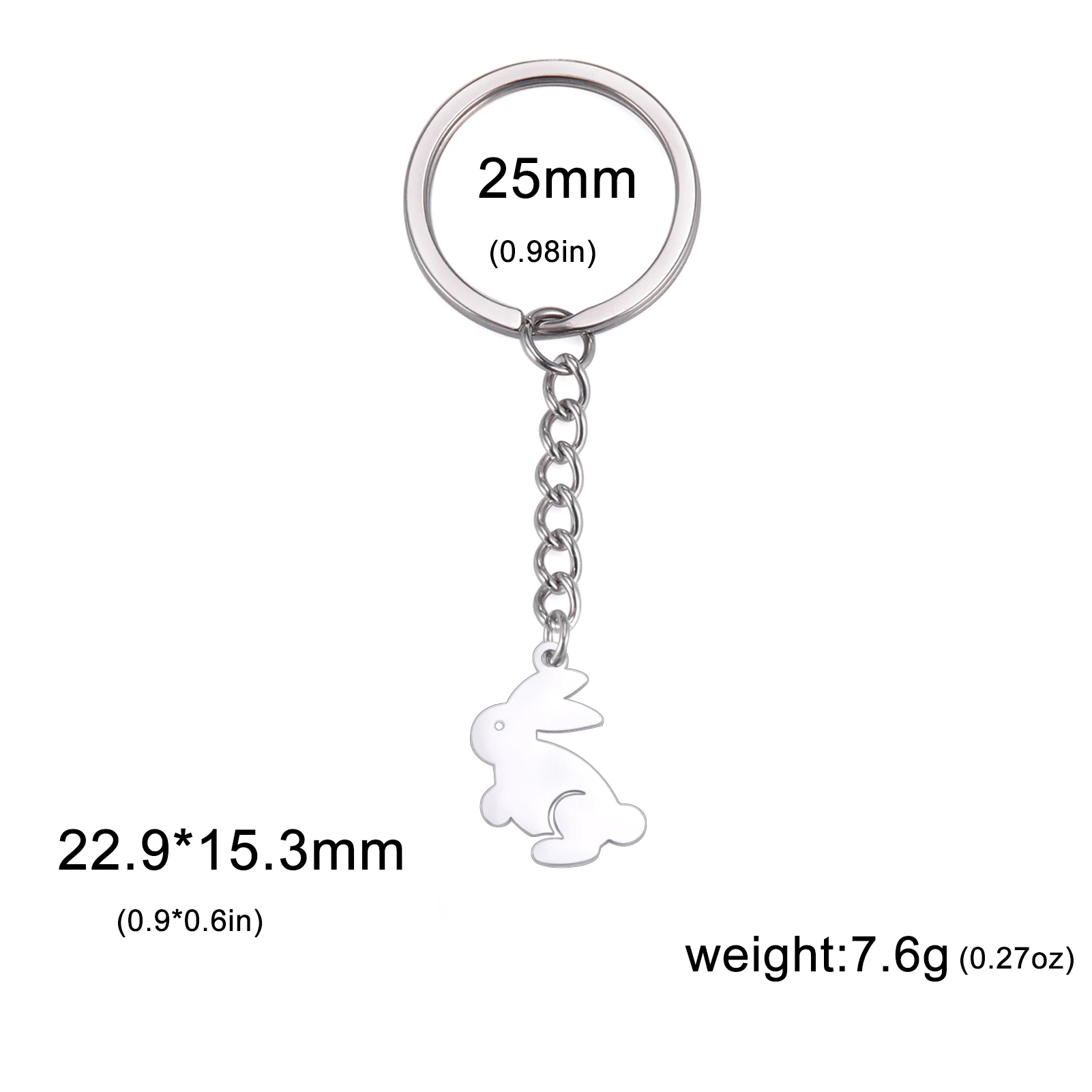 Kkjoy Edelstahl Gold Farbe Schöne Kaninchen Schlüsselbund Anhänger Für Frauen Mädchen Tier Schlüsselring Party Geschenk Schmuck Zubehör – Detail 6