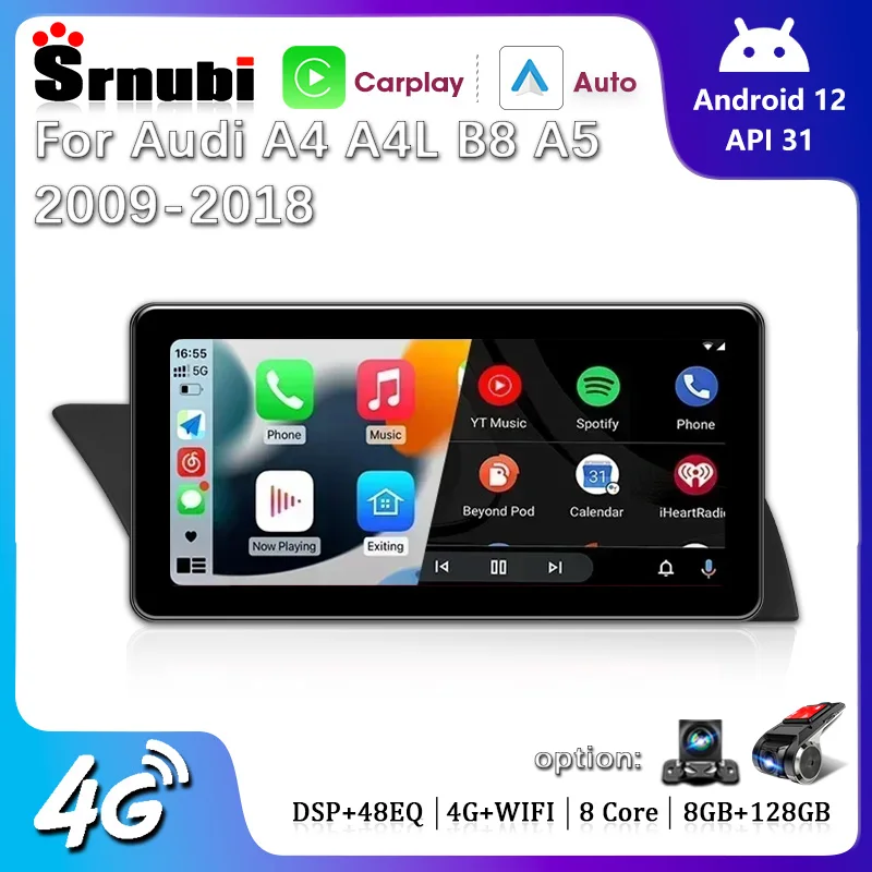 

10.33" Android 12 Car Radio for Audi A4 A4L B8 A5 2009-2018 Multimedia Player Wireless Carplay QLED Stereo 4G GPS WIFI Head Unit