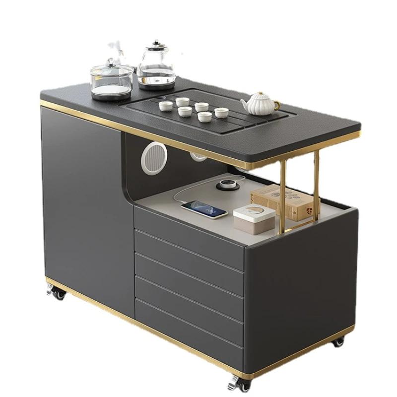 

ZC Mobile Tea Table Household Small Apartment Firestone Tea Table Kung Fu Tea Table